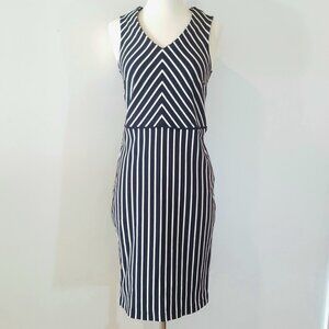Wintersilks Navy and White Stripe Dress